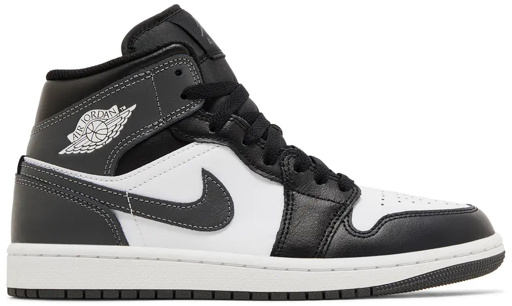 Jordan 1 Mid Black White Iron Grey Men's