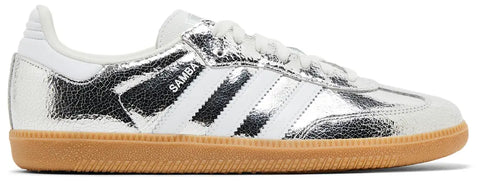 adidas Samba OG Silver Metallic Cracked Leather Women's