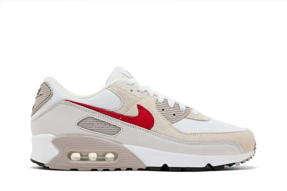 Nike Air Max 90 White College Grey Vast Grey University Red Men's