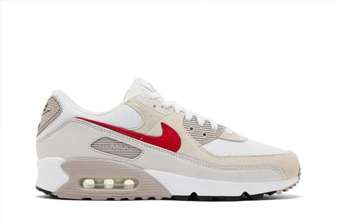 Nike Air Max 90 White College Grey Vast Grey University Red Men's