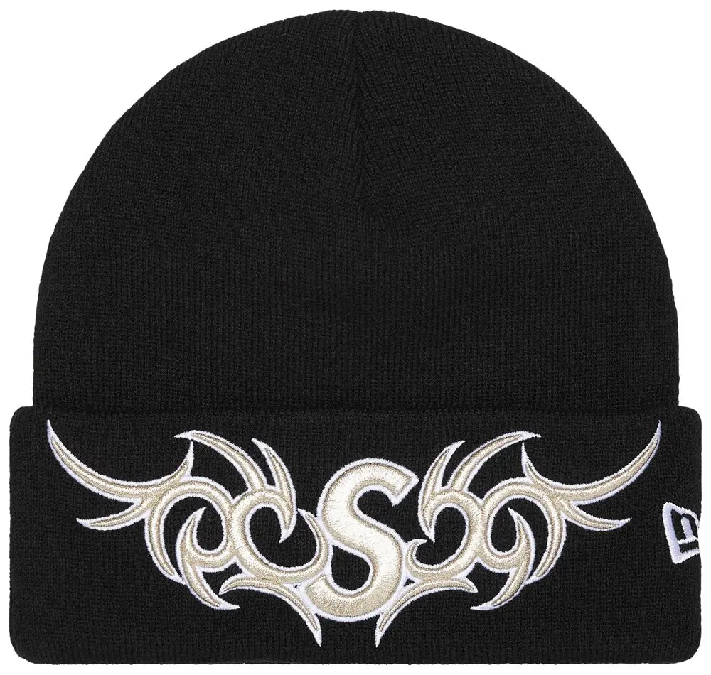 Supreme New Era Tribal S Logo Beanie Black