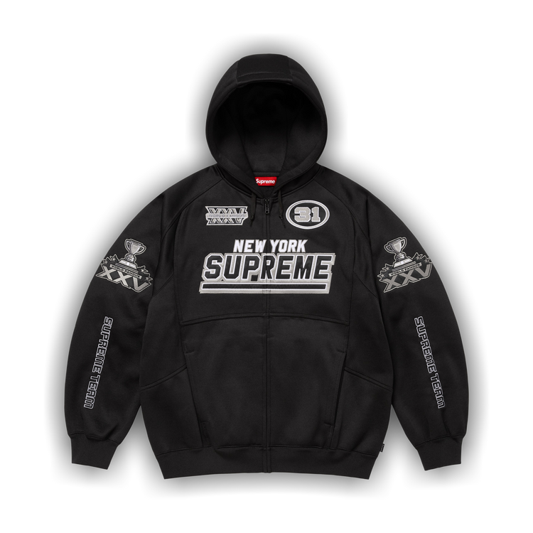 Supreme Football Zip Up Hooded Sweatshirt (FW25) Black - Primary Image