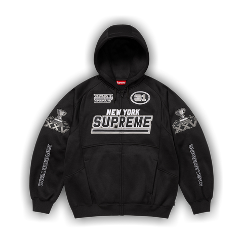 Supreme Football Zip Up Hooded Sweatshirt (FW25) Black - Primary Image