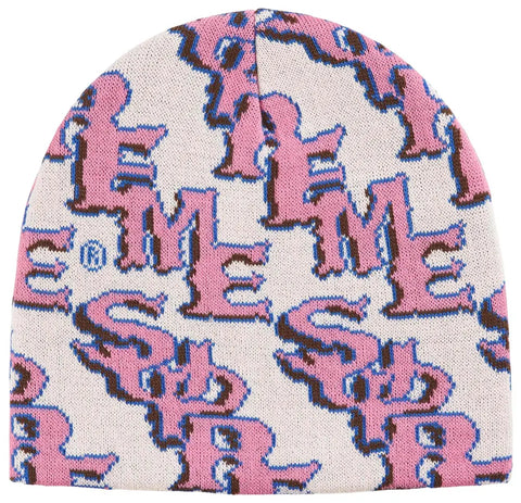 Supreme Slanted Gothic Outline Beanie White/Pink