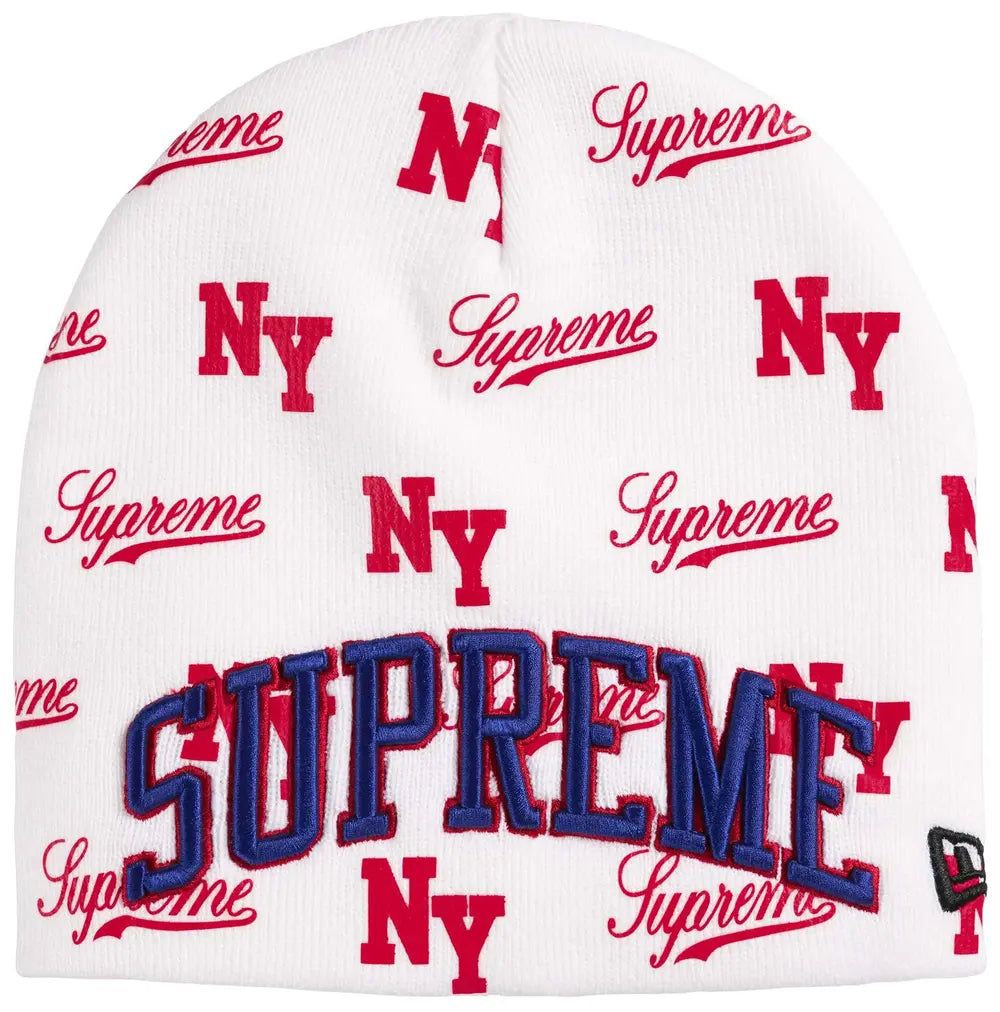 Supreme New Era Monogram Beanie White
