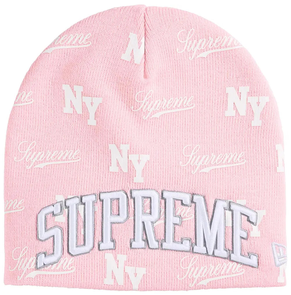 Supreme New Era Monogram Beanie Pink