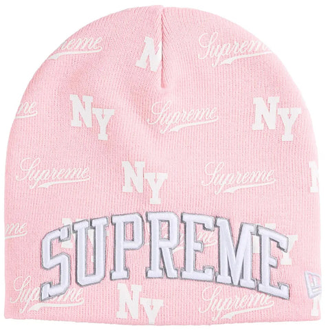 Supreme New Era Monogram Beanie Pink
