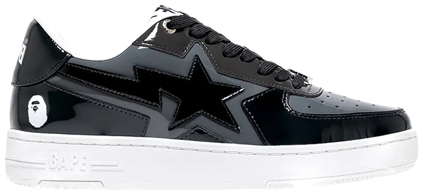 A Bathing Ape Bape Sta Icon Low Black Grey Patent