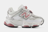 New Balance 9060 Bungee Lace White Rosewood Silver (Toddler)