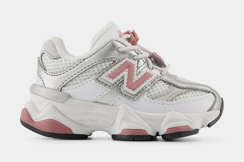 New Balance 9060 Bungee Lace White Rosewood Silver (Toddler)