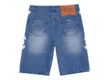 Godspeed Femur Frayed Denim Shorts Blue