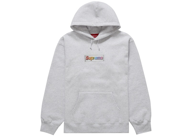 Supreme Bling Box Logo Hooded Sweatshirt Ash Grey - Primary Image