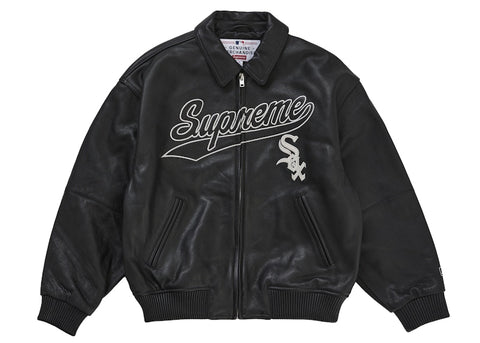 Supreme Chicago White Sox Leather Varsity Jacket Black - Primary Image