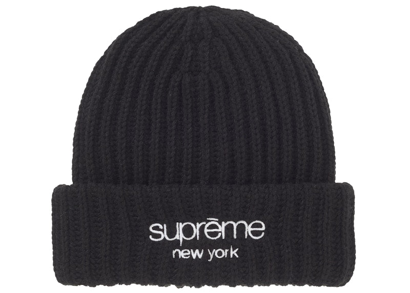 Supreme Chunky Rib Classic Logo Beanie Black