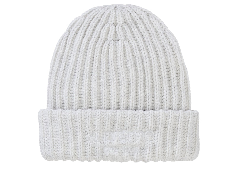 Supreme Chunky Rib Classic Logo Beanie White