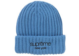 Supreme Classic Logo Chunky Ribbed Beanie (FW24) Blue - Primary Image