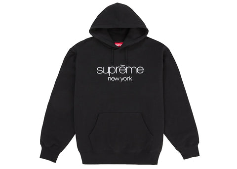 Supreme Classic Logo Hooded Sweatshirt Black