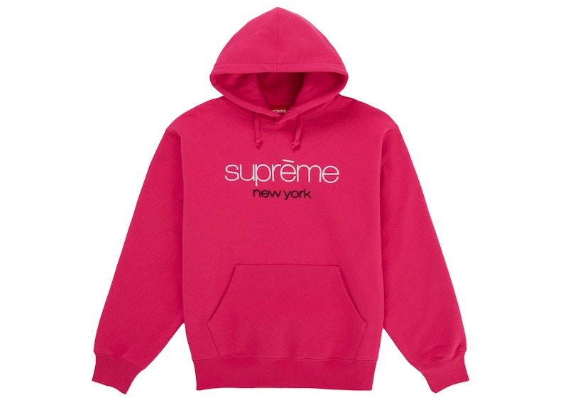 Supreme Classic Logo Hooded Sweatshirt Bright Fuchsia