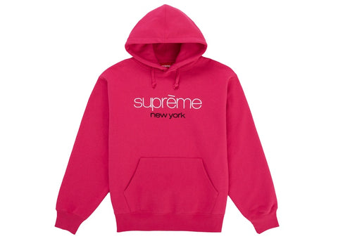 Supreme Classic Logo Hooded Sweatshirt Bright Fuchsia