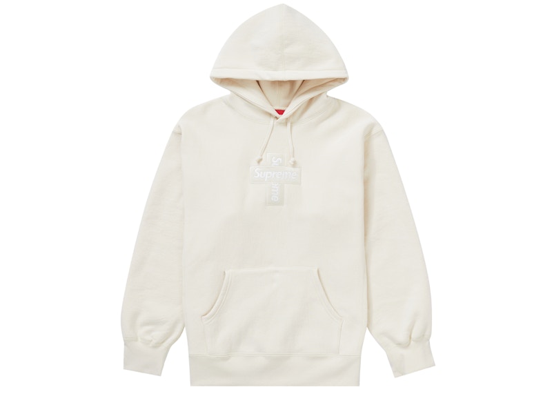 Supreme Cross Box Logo Hooded Sweatshirt Natural - Primary Image