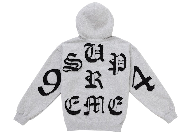 Supreme Cut Out Zip Up Hooded Sweatshirt Heather Grey