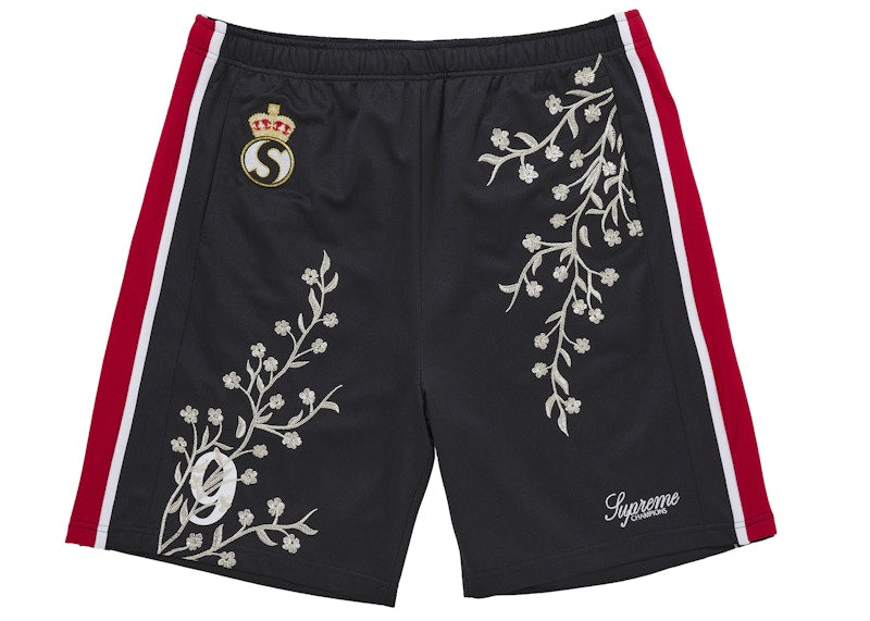 Supreme Floral Soccer Short Black - Primary Image