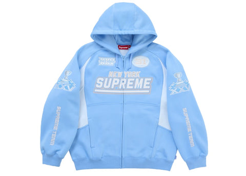 Supreme Football Zip Up Hooded Sweatshirt (FW25) Light Blue - Primary Image