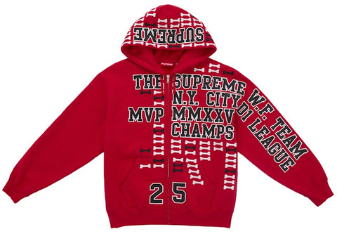 Supreme League Champs Zip Up Hooded Sweatshirt Red - Primary Image