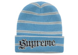 Supreme Metallic Stripe Beanie Light Blue