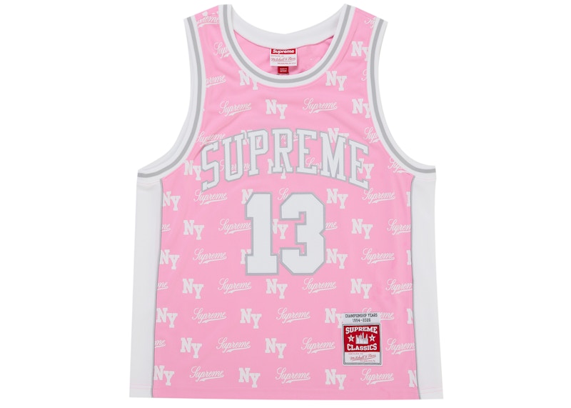 Supreme Mitchell & Ness Monogram Basketball Jersey Pink