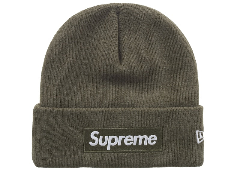 Supreme New Era Box Logo Beanie (FW25) Light Olive - Primary Image
