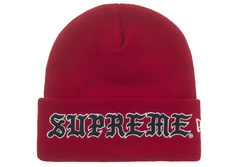 Supreme New Era Old English Beanie Red - Primary Image
