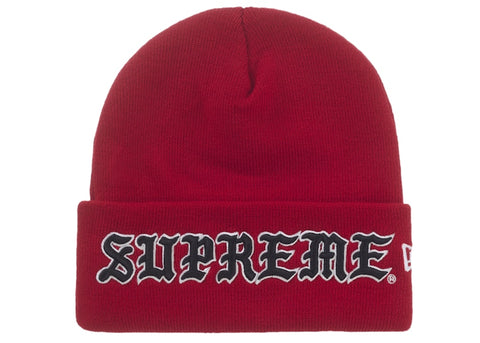 Supreme New Era Old English Beanie Red - Primary Image