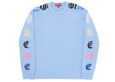 Supreme Old English Sleeves Sweater Light Blue