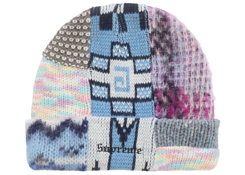 Supreme Patchwork Beanie Blue