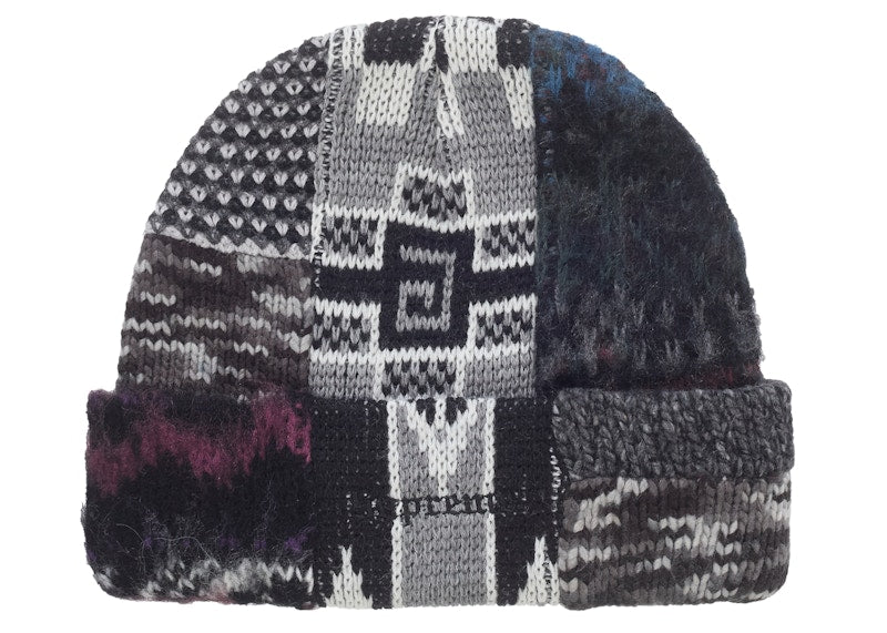 Supreme Patchwork Beanie Grey