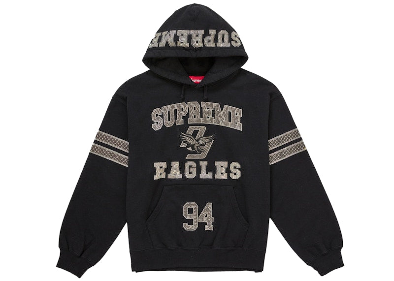 Supreme Rhinestone Eagle Hooded Sweatshirt Black