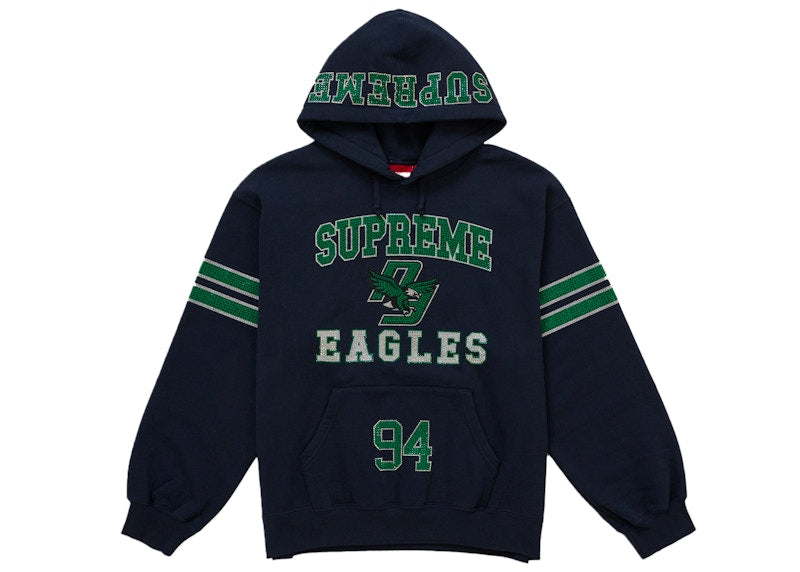 Supreme Rhinestone Eagle Hooded Sweatshirt Navy