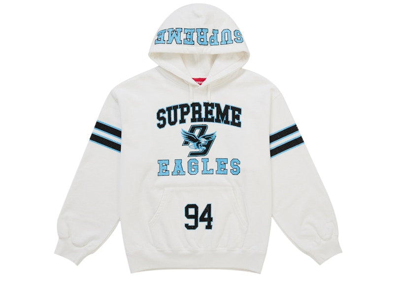 Supreme Rhinestone Eagle Hooded Sweatshirt White