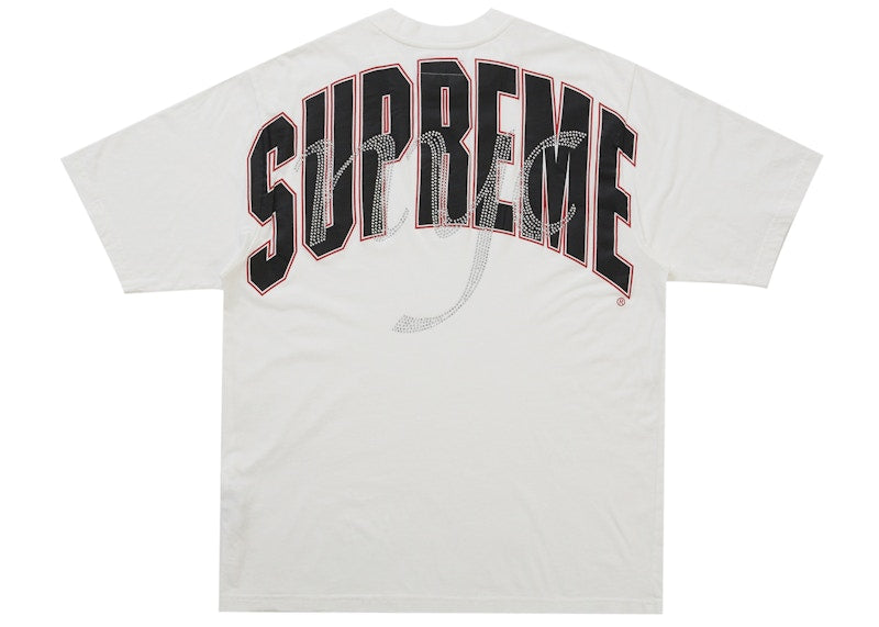 Supreme Rhinestone Script S/S Top White