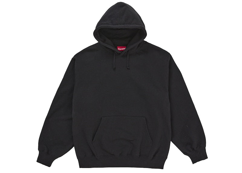 Supreme Satin Appliqué Hooded Sweatshirt (FW25) Black - Primary Image