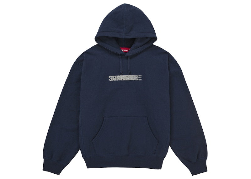 Supreme Swarovski Motion Logo Hooded Sweatshirt Navy - Primary Image